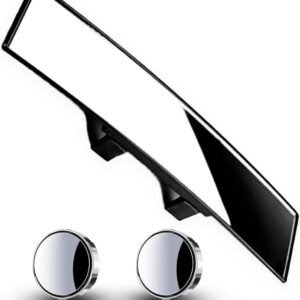 (3 PCS) Car Rear View Mirror and Blind Spot Side Mirror Set, 12'' Universal Panoramic Car Accessories, Easy Clip-On Installation for Cars, Trucks, and SUVs