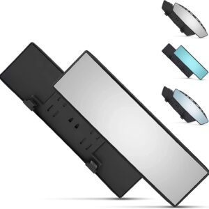 Universal Panoramic 12-Inch Rear View Mirror, Anti-Glare Wide Angle Car Mirror, Rearview Mirrors Accessory for Baby Rear-Facing, Clear Panoramic Convex Mirrors for Cars and SUVs