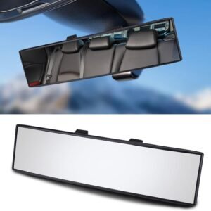 12.1 Inch Interior Clip-on Panoramic Convex Rear View Mirror for Car, Extended Rearview Accessory (White)