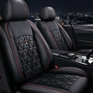 Car Seat Covers Front Seats Universal, Faux Leather Seat Covers Car, Pack of 2 Protective Cover Car Seat Front Waterproof, Airbag Compatible, Compatible with Most Saloons SUV