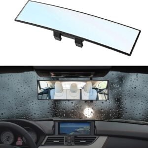 Car Rear View Mirror, Anti Glare Wide Angle Auto Inside Rearview Mirror, 12.2'' Panoramic Convex Rearview Mirror Mounted on Windshield, Universal Accessories for Most Cars (Silver#3)