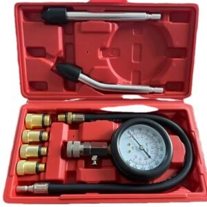 8PCS Compression Tester, Engine Compression Tester kit Professional Petrol Gas Engine Cylinder Pressure Gauge 0-300 PSI Automotive Tool for Motorcycle Car Truck(Plastic red)