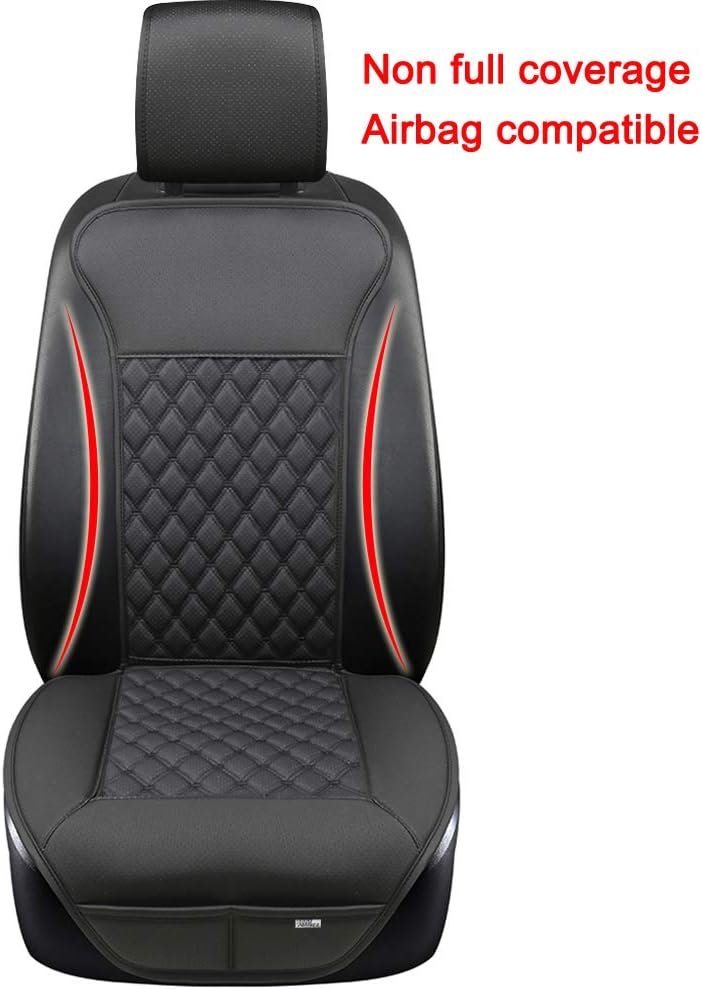 Car Seat Cover,Breathable Universal PU Front Car Seat Protector,Non-Wrapped Bottom with Backrest (1PC-Black) - Image 2