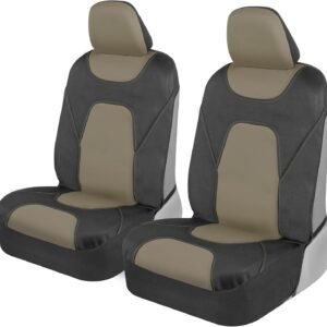 Car Seat Covers for Front Seats, Beige – Two-Tone Waterproof Seat Covers for Cars, Neoprene Front Seat Cover Set, Interior Covers for Auto Truck Van SUV