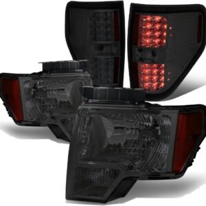 Compatible with 09-14 Pair Smoked Housing Amber Corner Headlight+Full LED Tail Lamp