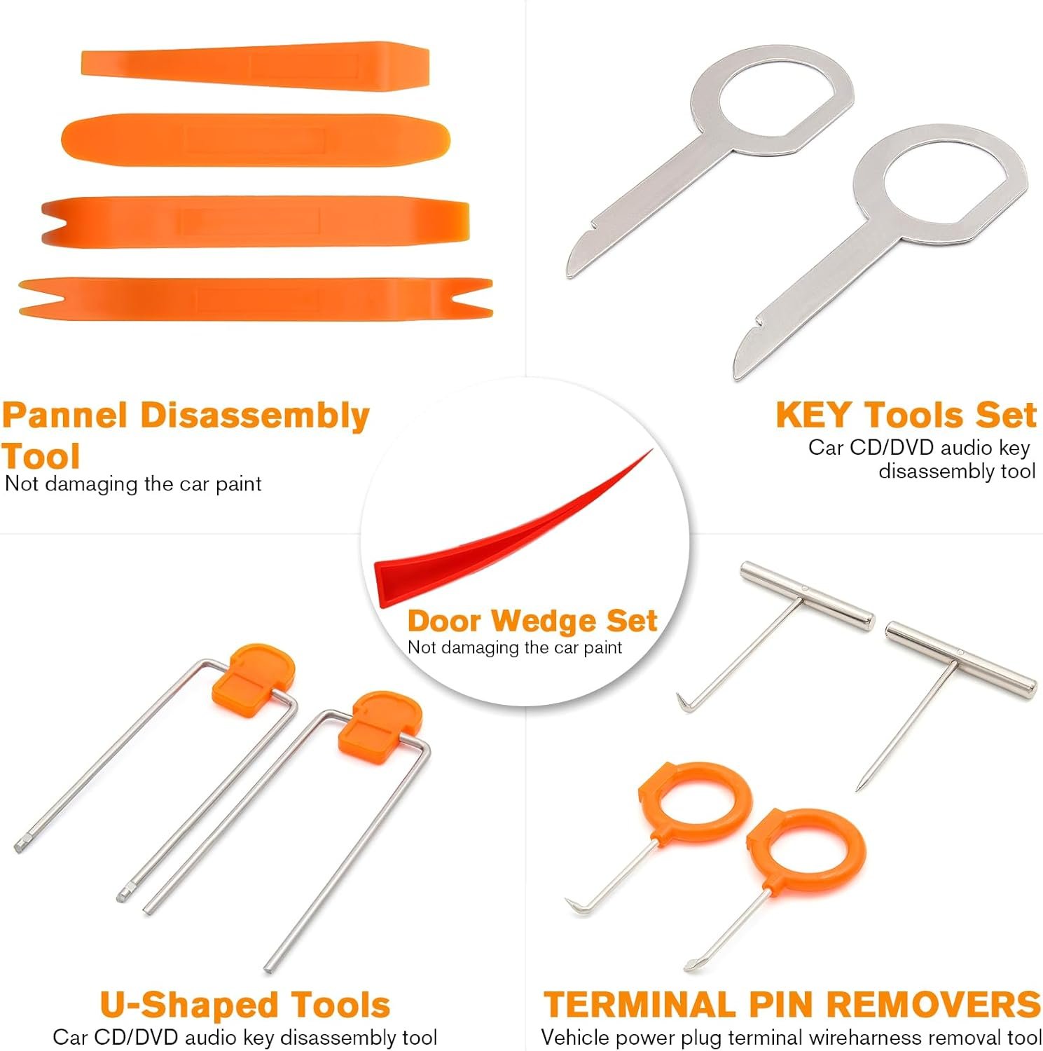25PC Car Tool Kit - Stainless Steel Tools with 68" Hook & Air Pump, Portable Case for Emergency Repairs - Image 2