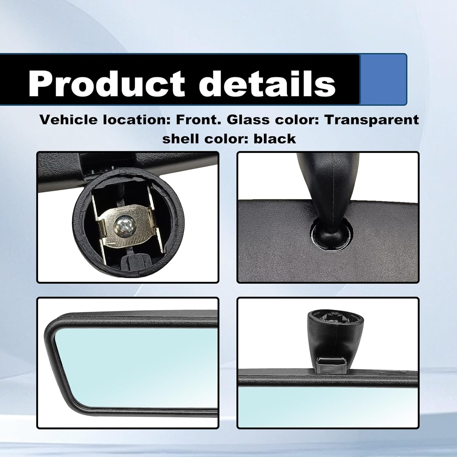Black Interior Rearview Mirror Compatible - Image 2
