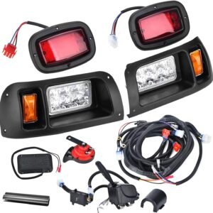 LED Headlight Tail Light Kit Compatible with  Golf Carts 1993-UP 12V Street Legal Light Kit with Turn Signal Wire Harness Compatible with  for Gas and Electric
