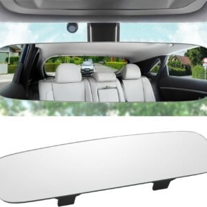 Panoramic Rear View Mirror 11.81''(300mm), Wide Angle Convex Curve Frameless Interior Clip-on Rearview Mirror to Eliminate Blind Spot for Cars, SUVs, Trucks