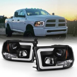 - For 2009-2018 1500 2500 3500 Truck LED Tube Black jector Headlights Left+Right Replacement