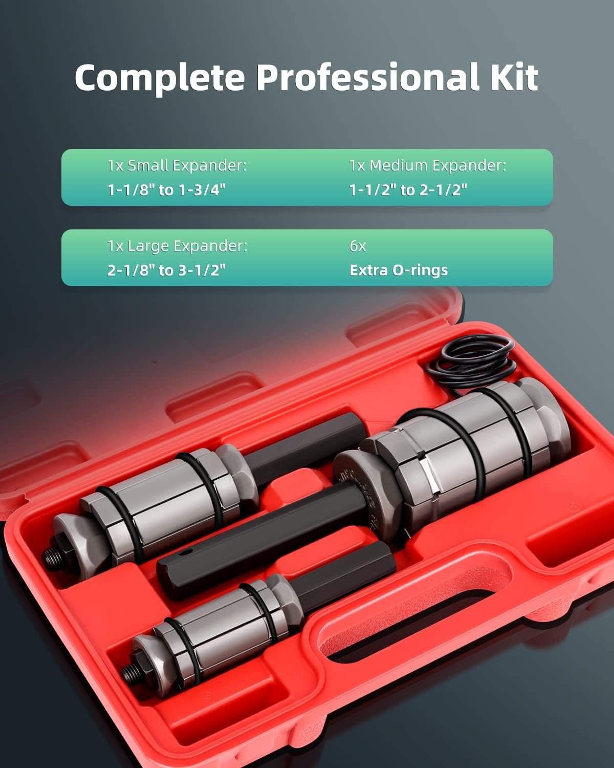 3-Pieces Pipe Expander Tool Set 1-1/18'' to 3-1/2'', Tail Pipe Expander Compatible with Most Vehicles and Trucks - Image 2