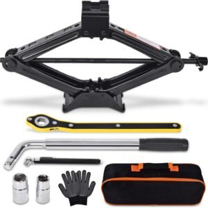 Car Jack Kit Scissor Jack for Car 2 Ton (4409 lbs) Tire Jack Tool Kit Universal Car Emergency Kit with Lug Wrench Tire Changing Kit for Car SUV (2T)