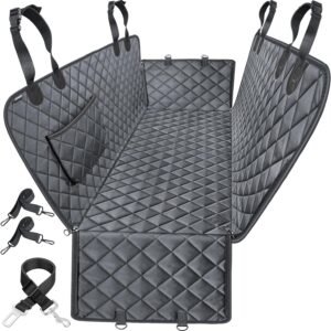 Dog Car Seat Cover for Pets 100% Waterproof Hammock 600D Heavy Duty Scratch Proof Nonslip Durable Soft Back Seat Covers for Cars Trucks and SUVs