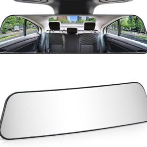 Rearview Mirror, 12 Inch Panoramic Interior Clip-on Wide Angle Convex Universal Rear View Mirror to Reduce Blind Spot Effectively for More Car SUV Trucks -Clear