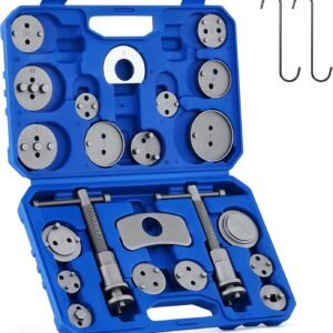 24pcs Heavy Duty Disc Brake Piston Caliper Compressor Rewind Tool Set and Wind Back Tool Kit for Brake Pad Replacement Reset, Fits Most American, European, Japanese Autos